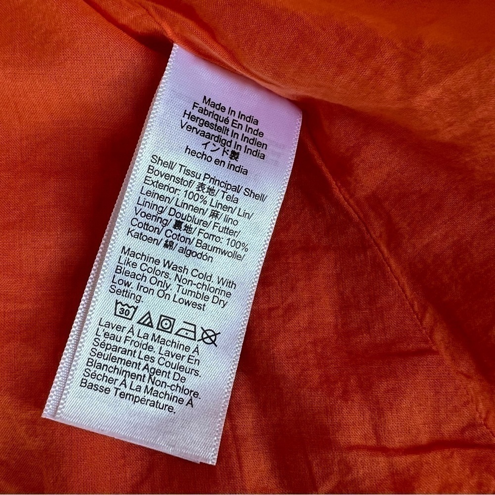J.Crew Palermo Linen Smocked-Waist Dress Size Medium Fire Lily Color - Picture 14 of 15